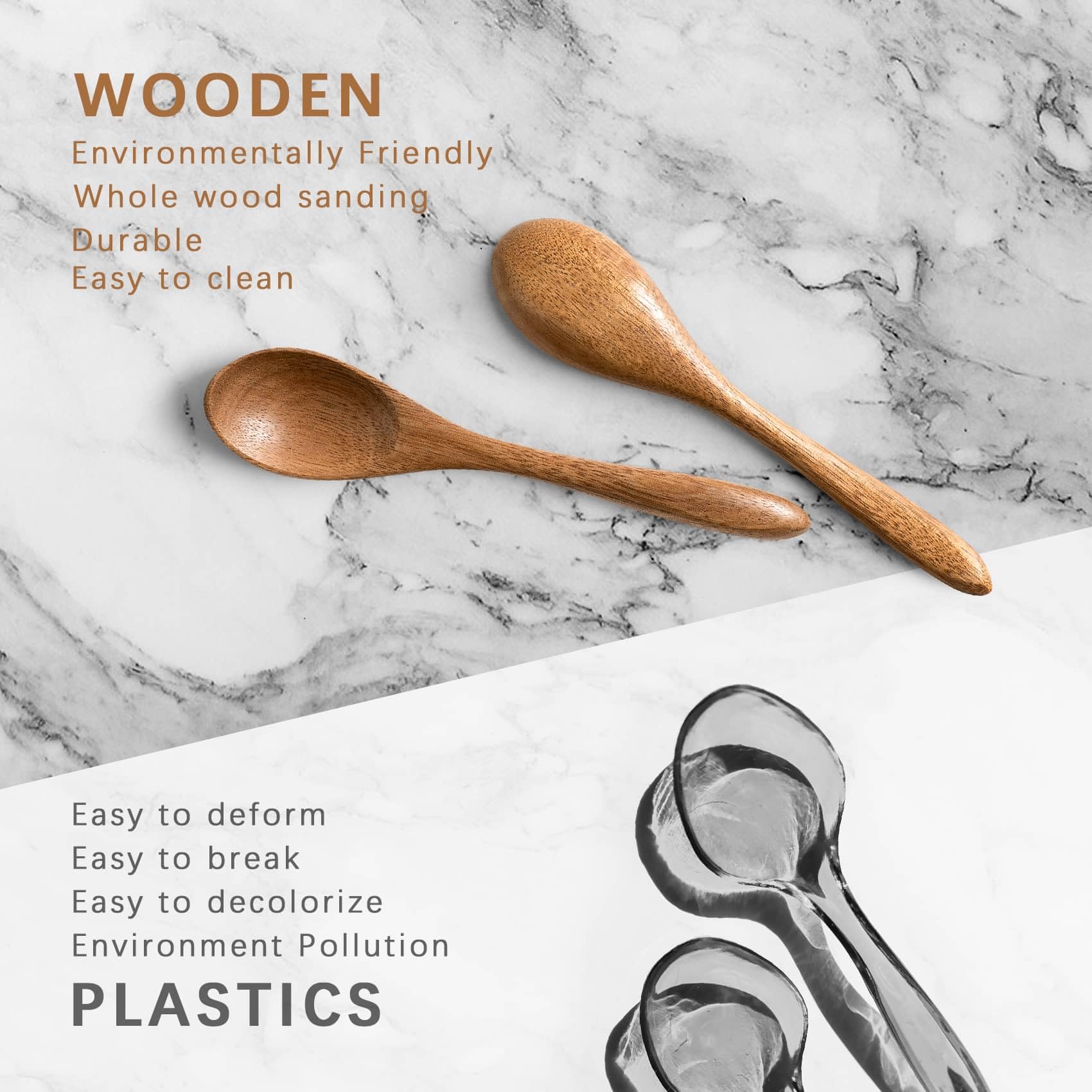 7 PCS Small Wooden Spoons, 5.8 Inch Honey Spoons for Tea, Hardwood Wooden Honey Teaspoon for Coffee, Little Tiny Wood Spoons, Bamboo Table Spoon for stirring, Wooden Spoons for Utensils Set