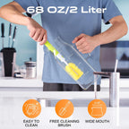 Aofmee 68oz Glass Pitcher for Fridge Door, 2 Liter Square Water Pitcher with Lid and Scale Line, Heat Resistant Tea Pitchers, Leak Proof Juice Jug, Borosilicate Glass Carafe for Hot/Cold Beverage