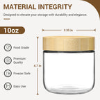 NETANY 4-pack 16oz Glass jars with Airtight Lids, Overnight Oats Containers with Bamboo Lids, Wide mouth Mason Salad jars, Glass Food Storage Containers for Snacks Yogurt Spice Sugar