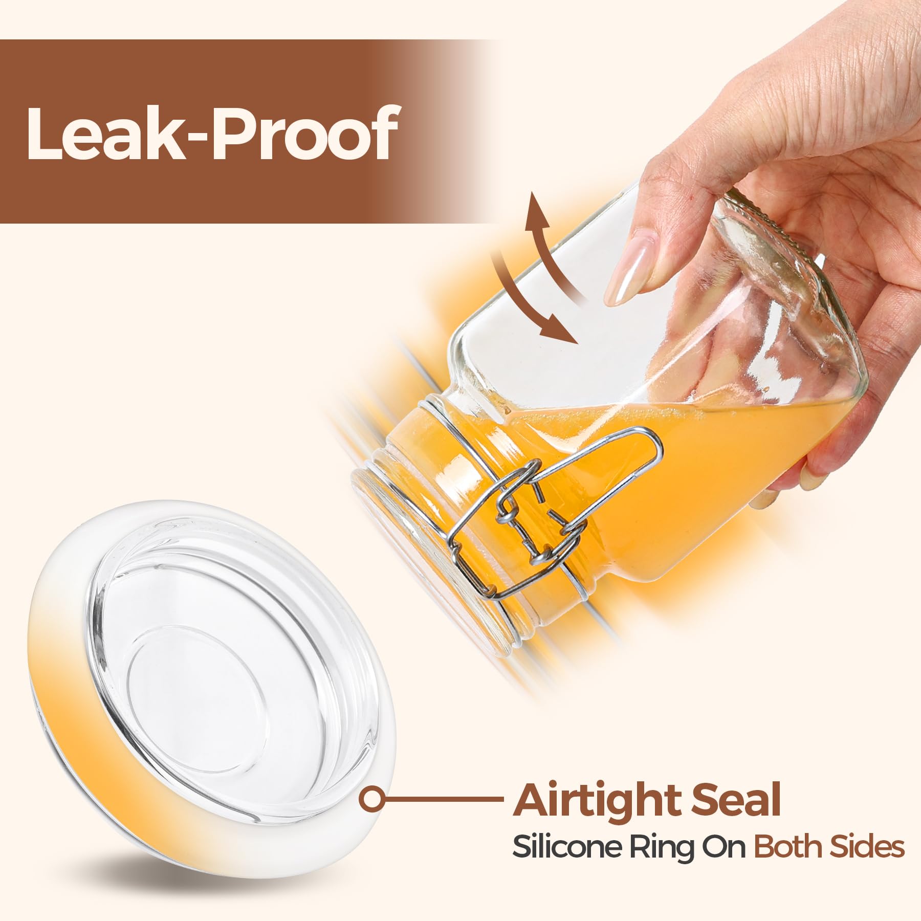 ComSaf Airtight Glass Jars with Lids 17oz Small Food Storage Container Set of 6 - Airtight Canister with Clear Preserving Seal Wire Clip Fastening for Kitchen Canning Pickling Mason jars