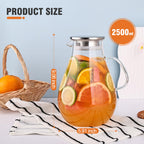 Set of 2 Glass Pitcher with Lid,2 Quart (64 oz / 1.9 Liter) Leak Proof,Glass Water Jugs, BPA-Free,Microwave & Dishwasher Safe Pitcher,Sun & Iced Tea, Sangria,Cold Brew Coffee & More