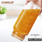ComSaf Large Glass Jars with Lid 64 oz, Large Mason Jars Set of 3, Glass Canisters with Airtight Lids, Half Gallon Canning Jar with Seal Wire Clip Fastening for Kitchen, Pickle, Flour, Sugar, Cereal