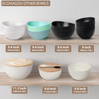 9.6'' Serving Bowls, 84oz Bamboo Fiber Salad Bowl Set of 4, Deep Serving Bowls Set, Large Oval Individual Bowls for Eating Salad/Pasta/Cereal/Pho, Ideal for Home & Restaurant (Matte White)