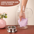 Set of 2 Glass Pitcher with Lid,2 Quart (64 oz / 1.9 Liter) Leak Proof,Glass Water Jugs, BPA-Free,Microwave & Dishwasher Safe Pitcher,Sun & Iced Tea, Sangria,Cold Brew Coffee & More