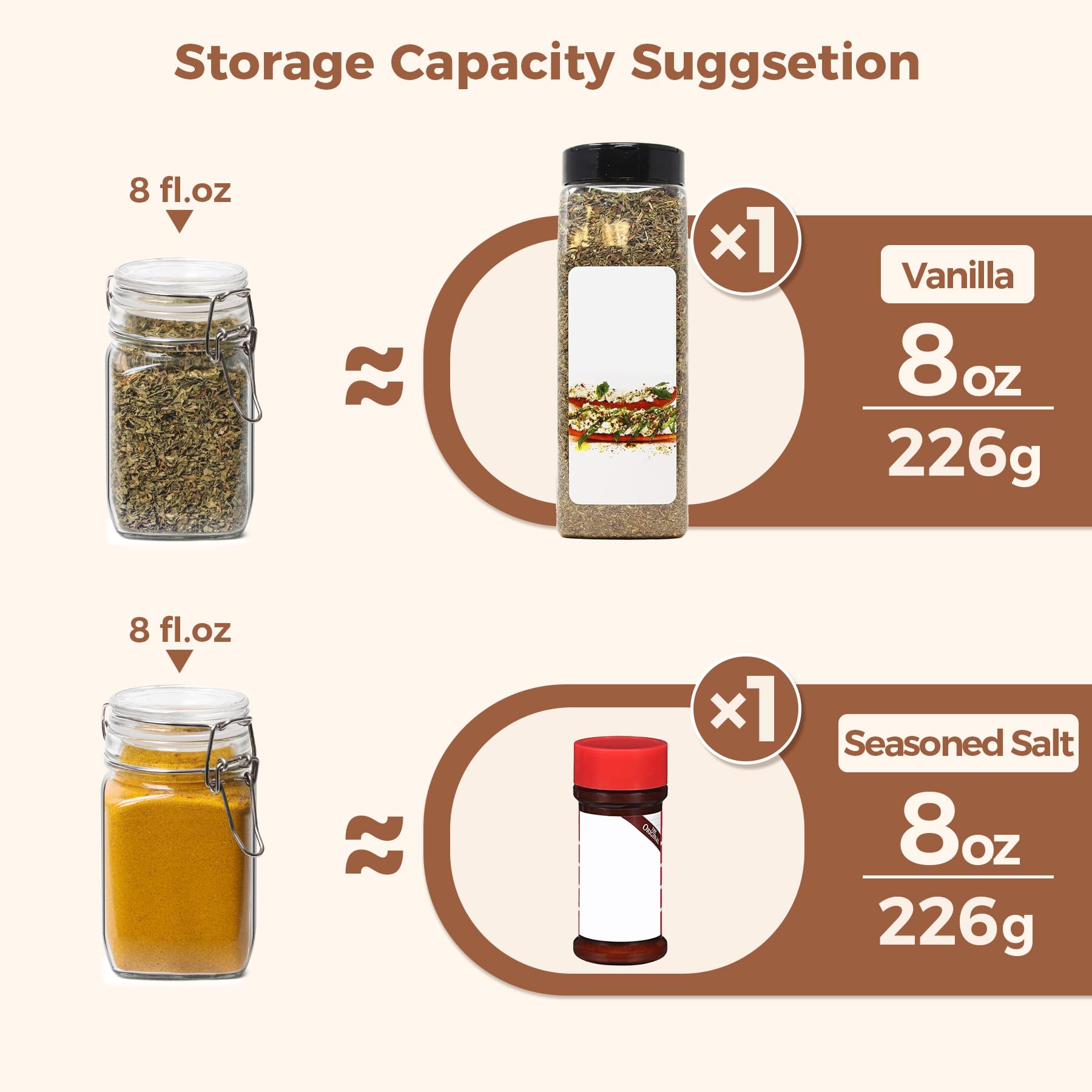 ComSaf Airtight Glass Jars with Lids 17oz Small Food Storage Container Set of 6 - Airtight Canister with Clear Preserving Seal Wire Clip Fastening for Kitchen Canning Pickling Mason jars