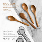 7 PCS Small Wooden Spoons, 5.8 Inch Honey Spoons for Tea, Hardwood Wooden Honey Teaspoon for Coffee, Little Tiny Wood Spoons, Bamboo Table Spoon for stirring, Wooden Spoons for Utensils Set