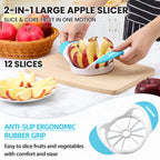 SCHVUBENR 4.72 Inch Large Apple Slicer with 12 Blades - Professional Apple Cutter - Stainless Steel Apple Corer - Sharp Apple Slicer and Corer - Apple Corer Tool - Dishwasher Safe(Black)