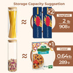 ComSaf 1 Qt Glass Storage Containers with Lids, Glass Jars with Lids, Clear Food Storage Jar, Round Canister Set of 6, Pantry Organizers for Cookie Pasta Flour Rice Tea Coffee Bean