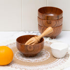 Handmade Wood Bowl, Mug, for Rice, Soup, Dip, Coffee, Tea, Decoration (4PCS Jujube Bowls, M: 4.5'' Dia x 2.6'' High)