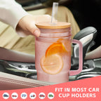 ANOTION Glass Cups with Lids and Straws - 40 Oz Tumbler with Handle and Straw Glass Water Bottles Drinking Glasses with Straws Iced Coffee Cups Travel Coffee Mug Smoothie Tumbler