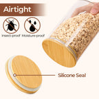 ComSaf 1 Qt Glass Storage Containers with Lids, Glass Jars with Lids, Clear Food Storage Jar, Round Canister Set of 6, Pantry Organizers for Cookie Pasta Flour Rice Tea Coffee Bean