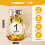 Set of 2 Glass Pitcher with Lid,2 Quart (64 oz / 1.9 Liter) Leak Proof,Glass Water Jugs, BPA-Free,Microwave & Dishwasher Safe Pitcher,Sun & Iced Tea, Sangria,Cold Brew Coffee & More