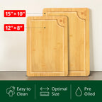 ROYAL CRAFT WOOD Wooden Cutting Boards for Kitchen Meal Prep & Serving - Bamboo Wood Serving Board Set - Charcuterie & Chopping Butcher Block for Meat