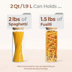 ComSaf 1 Qt Glass Storage Containers with Lids, Glass Jars with Lids, Clear Food Storage Jar, Round Canister Set of 6, Pantry Organizers for Cookie Pasta Flour Rice Tea Coffee Bean