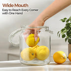 ComSaf Large Glass Jars with Lid 64 oz, Large Mason Jars Set of 3, Glass Canisters with Airtight Lids, Half Gallon Canning Jar with Seal Wire Clip Fastening for Kitchen, Pickle, Flour, Sugar, Cereal