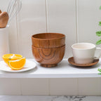 Handmade Wood Bowl, Mug, for Rice, Soup, Dip, Coffee, Tea, Decoration (4PCS Jujube Bowls, M: 4.5'' Dia x 2.6'' High)