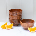 Handmade Wood Bowl, Mug, for Rice, Soup, Dip, Coffee, Tea, Decoration (4PCS Jujube Bowls, M: 4.5'' Dia x 2.6'' High)