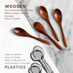 7 PCS Small Wooden Spoons, 5.8 Inch Honey Spoons for Tea, Hardwood Wooden Honey Teaspoon for Coffee, Little Tiny Wood Spoons, Bamboo Table Spoon for stirring, Wooden Spoons for Utensils Set