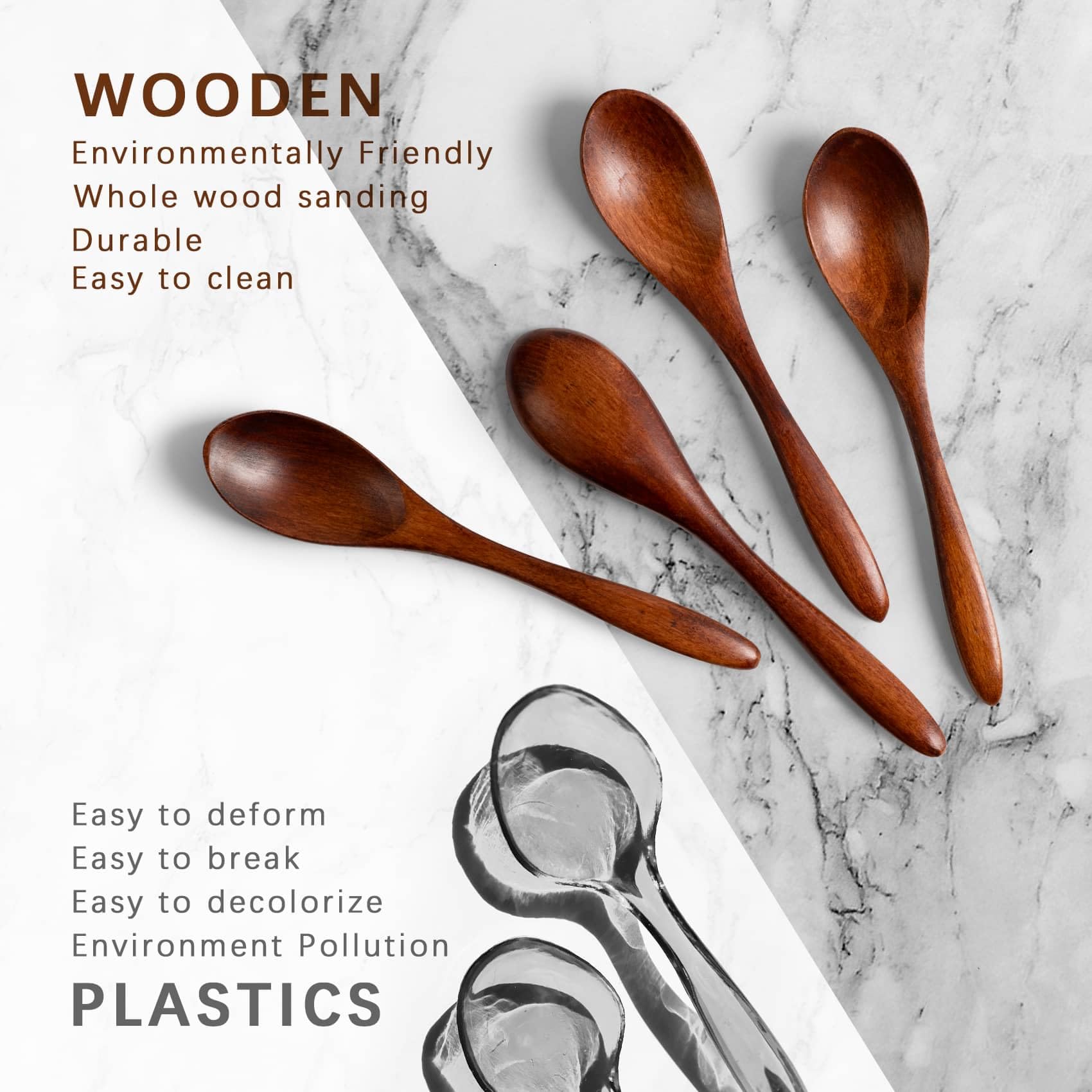 7 PCS Small Wooden Spoons, 5.8 Inch Honey Spoons for Tea, Hardwood Wooden Honey Teaspoon for Coffee, Little Tiny Wood Spoons, Bamboo Table Spoon for stirring, Wooden Spoons for Utensils Set