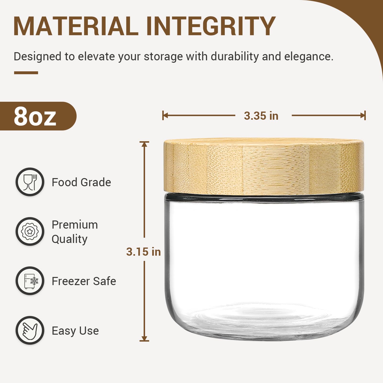 NETANY 4-pack 16oz Glass jars with Airtight Lids, Overnight Oats Containers with Bamboo Lids, Wide mouth Mason Salad jars, Glass Food Storage Containers for Snacks Yogurt Spice Sugar