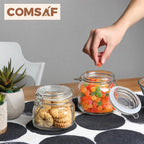 ComSaf Airtight Glass Jars with Lids 17oz Small Food Storage Container Set of 6 - Airtight Canister with Clear Preserving Seal Wire Clip Fastening for Kitchen Canning Pickling Mason jars