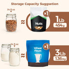 ComSaf Large Glass Jars with Lid 64 oz, Large Mason Jars Set of 3, Glass Canisters with Airtight Lids, Half Gallon Canning Jar with Seal Wire Clip Fastening for Kitchen, Pickle, Flour, Sugar, Cereal