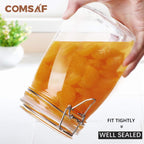 ComSaf Large Glass Jars with Lid 64 oz, Large Mason Jars Set of 3, Glass Canisters with Airtight Lids, Half Gallon Canning Jar with Seal Wire Clip Fastening for Kitchen, Pickle, Flour, Sugar, Cereal