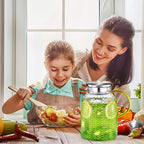 1 Gallon 128oz Glass Pitcher, Water Pitcher with Lid and Spout, Glass Carafe for Hot/Cold Drink, Water Jug for Iced Tea, Coffee, Juice, Milk, Beverage (Extra-Wide Mouth)