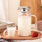 Set of 2 Glass Pitcher with Lid,2 Quart (64 oz / 1.9 Liter) Leak Proof,Glass Water Jugs, BPA-Free,Microwave & Dishwasher Safe Pitcher,Sun & Iced Tea, Sangria,Cold Brew Coffee & More