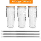 ANOTION Glass Cups with Lids and Straws - 40 Oz Tumbler with Handle and Straw Glass Water Bottles Drinking Glasses with Straws Iced Coffee Cups Travel Coffee Mug Smoothie Tumbler