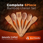 Riveira Premium Brown Bamboo Wooden Spoons for Cooking Set of 9 – Premium Brown Bamboo Wooden Cooking Utensils, Wooden Spatula, Wooden Spoon - Premium Quality Wooden Utensil Set for Non-Toxic Cooking