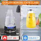 1 Gallon 128oz Glass Pitcher, Water Pitcher with Lid and Spout, Glass Carafe for Hot/Cold Drink, Water Jug for Iced Tea, Coffee, Juice, Milk, Beverage (Extra-Wide Mouth)