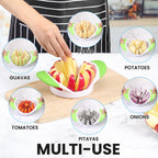 SCHVUBENR 4.72 Inch Large Apple Slicer with 12 Blades - Professional Apple Cutter - Stainless Steel Apple Corer - Sharp Apple Slicer and Corer - Apple Corer Tool - Dishwasher Safe(Black)