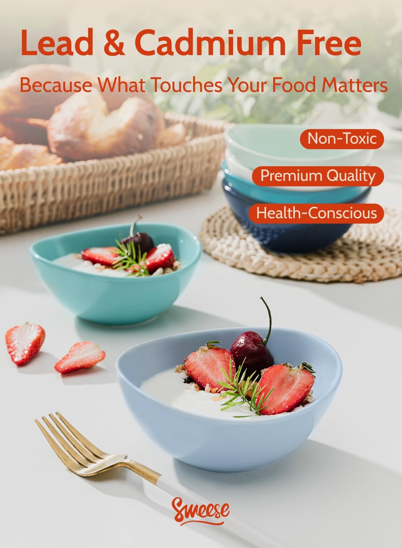 Sweese 4 oz Very Small White Porcelain Bowls - Set of 6 Dipping, Sauce, Salsa & Snack Bowls, Mini Ceramic Bowls for Condiments & Charcuterie