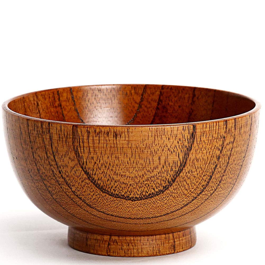 Handmade Wood Bowl, Mug, for Rice, Soup, Dip, Coffee, Tea, Decoration (4PCS Jujube Bowls, M: 4.5'' Dia x 2.6'' High)