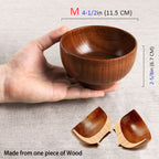 Handmade Wood Bowl, Mug, for Rice, Soup, Dip, Coffee, Tea, Decoration (4PCS Jujube Bowls, M: 4.5'' Dia x 2.6'' High)
