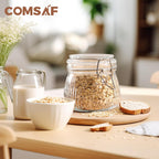 ComSaf Airtight Glass Jars with Lids 17oz Small Food Storage Container Set of 6 - Airtight Canister with Clear Preserving Seal Wire Clip Fastening for Kitchen Canning Pickling Mason jars