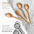7 PCS Small Wooden Spoons, 5.8 Inch Honey Spoons for Tea, Hardwood Wooden Honey Teaspoon for Coffee, Little Tiny Wood Spoons, Bamboo Table Spoon for stirring, Wooden Spoons for Utensils Set