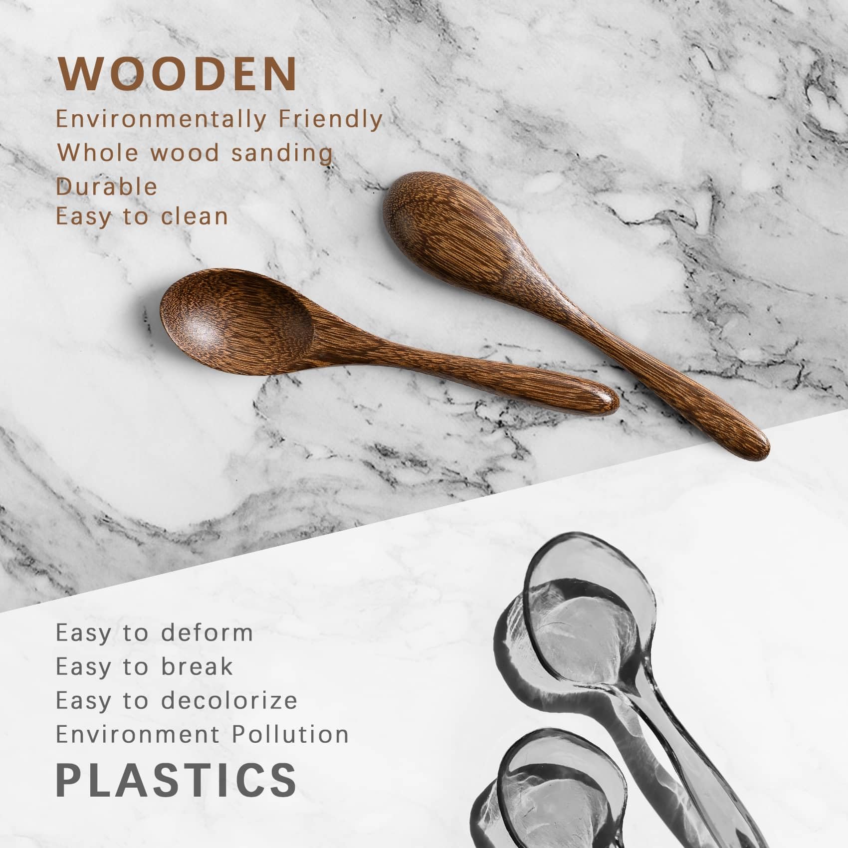 7 PCS Small Wooden Spoons, 5.8 Inch Honey Spoons for Tea, Hardwood Wooden Honey Teaspoon for Coffee, Little Tiny Wood Spoons, Bamboo Table Spoon for stirring, Wooden Spoons for Utensils Set