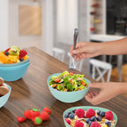 9.6'' Serving Bowls, 84oz Bamboo Fiber Salad Bowl Set of 4, Deep Serving Bowls Set, Large Oval Individual Bowls for Eating Salad/Pasta/Cereal/Pho, Ideal for Home & Restaurant (Matte White)