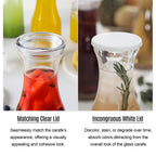 Set of 6 Glass Carafe with Lid, 1 Liter Beverage Serveware Carafe, Clear Glass Pitcher for Mimosa Bar, Brunch, Cold Water, Juice, Milk, Iced Tea, Lemonade