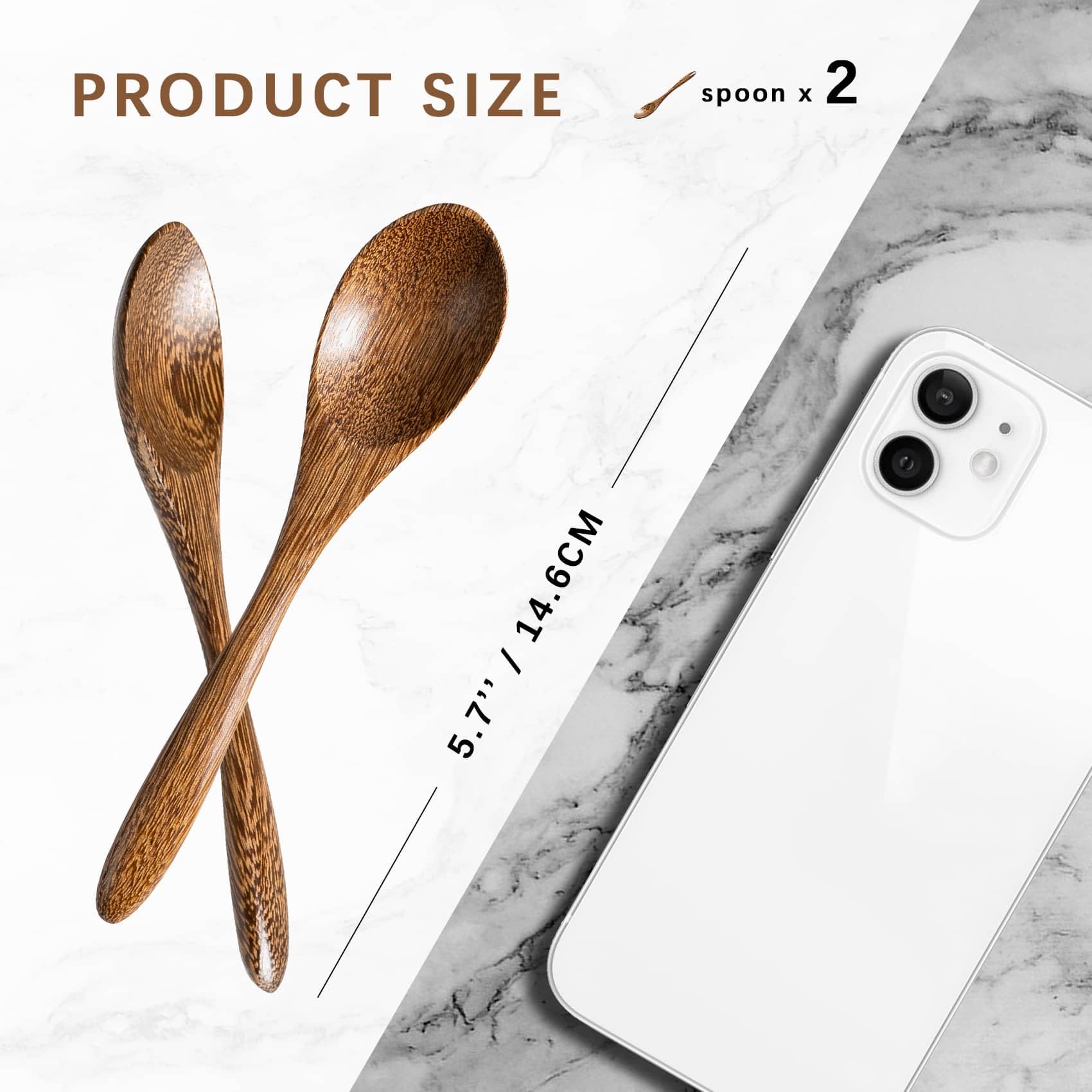 7 PCS Small Wooden Spoons, 5.8 Inch Honey Spoons for Tea, Hardwood Wooden Honey Teaspoon for Coffee, Little Tiny Wood Spoons, Bamboo Table Spoon for stirring, Wooden Spoons for Utensils Set