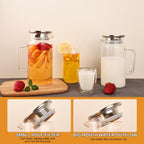 Set of 2 Glass Pitcher with Lid,2 Quart (64 oz / 1.9 Liter) Leak Proof,Glass Water Jugs, BPA-Free,Microwave & Dishwasher Safe Pitcher,Sun & Iced Tea, Sangria,Cold Brew Coffee & More