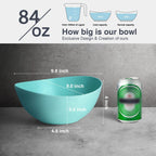 9.6'' Serving Bowls, 84oz Bamboo Fiber Salad Bowl Set of 4, Deep Serving Bowls Set, Large Oval Individual Bowls for Eating Salad/Pasta/Cereal/Pho, Ideal for Home & Restaurant (Matte White)