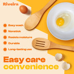 Riveira Premium Brown Bamboo Wooden Spoons for Cooking Set of 9 – Premium Brown Bamboo Wooden Cooking Utensils, Wooden Spatula, Wooden Spoon - Premium Quality Wooden Utensil Set for Non-Toxic Cooking