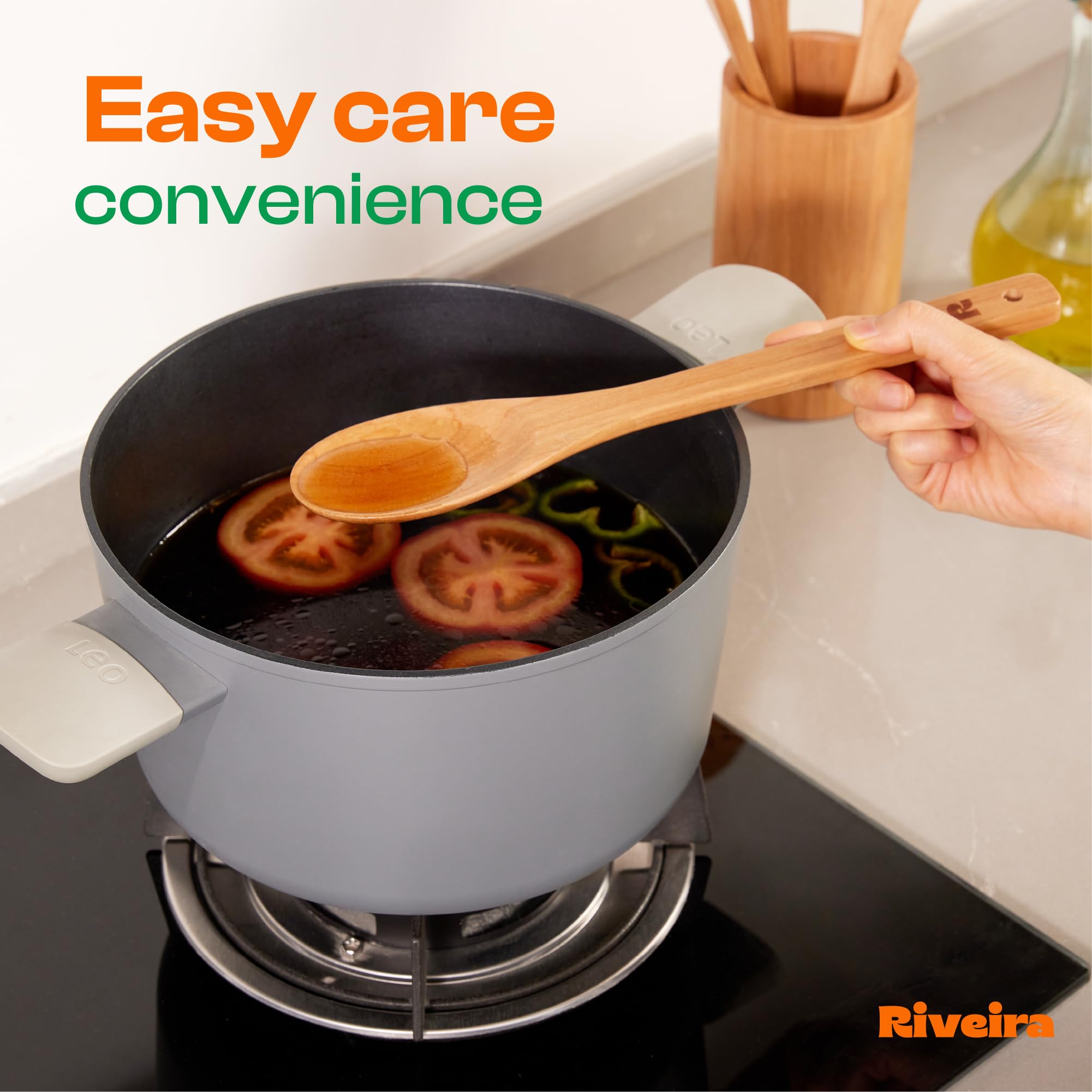 Riveira Premium Brown Bamboo Wooden Spoons for Cooking Set of 9 – Premium Brown Bamboo Wooden Cooking Utensils, Wooden Spatula, Wooden Spoon - Premium Quality Wooden Utensil Set for Non-Toxic Cooking