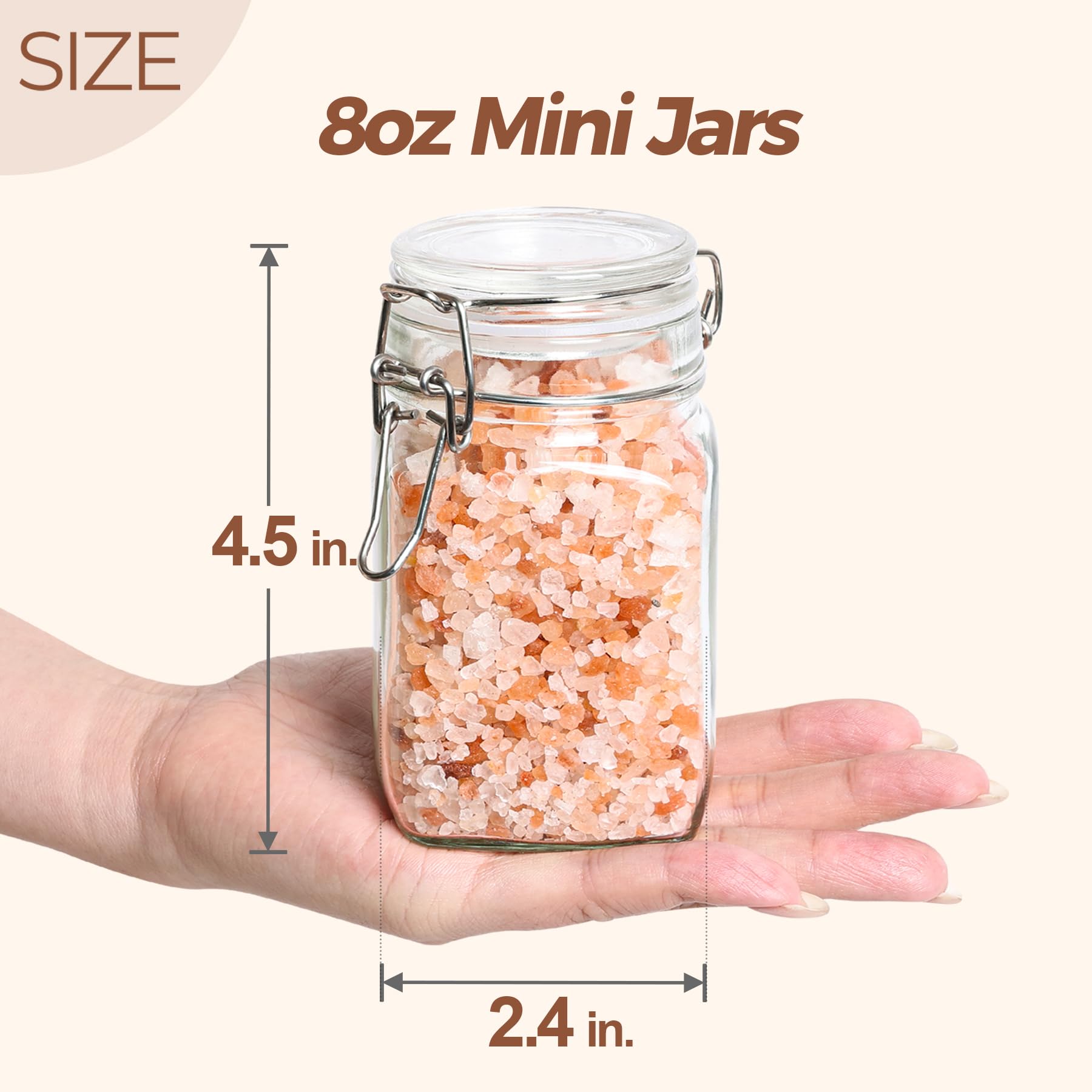 ComSaf Airtight Glass Jars with Lids 17oz Small Food Storage Container Set of 6 - Airtight Canister with Clear Preserving Seal Wire Clip Fastening for Kitchen Canning Pickling Mason jars