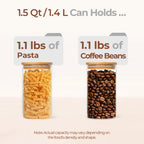 ComSaf 1 Qt Glass Storage Containers with Lids, Glass Jars with Lids, Clear Food Storage Jar, Round Canister Set of 6, Pantry Organizers for Cookie Pasta Flour Rice Tea Coffee Bean