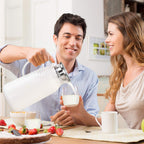 1 Gallon 128oz Glass Pitcher, Water Pitcher with Lid and Spout, Glass Carafe for Hot/Cold Drink, Water Jug for Iced Tea, Coffee, Juice, Milk, Beverage (Extra-Wide Mouth)