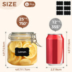 ComSaf Airtight Glass Jars with Lids 17oz Small Food Storage Container Set of 6 - Airtight Canister with Clear Preserving Seal Wire Clip Fastening for Kitchen Canning Pickling Mason jars